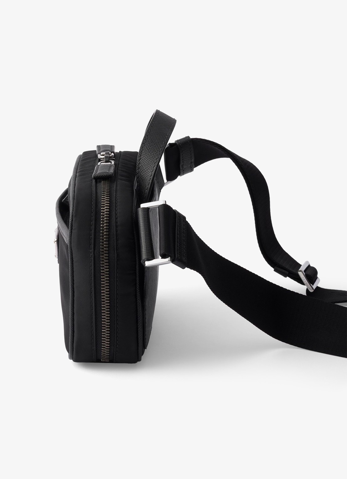 Prada Re-Nylon schoudertas met leren details - detail 4 zwart