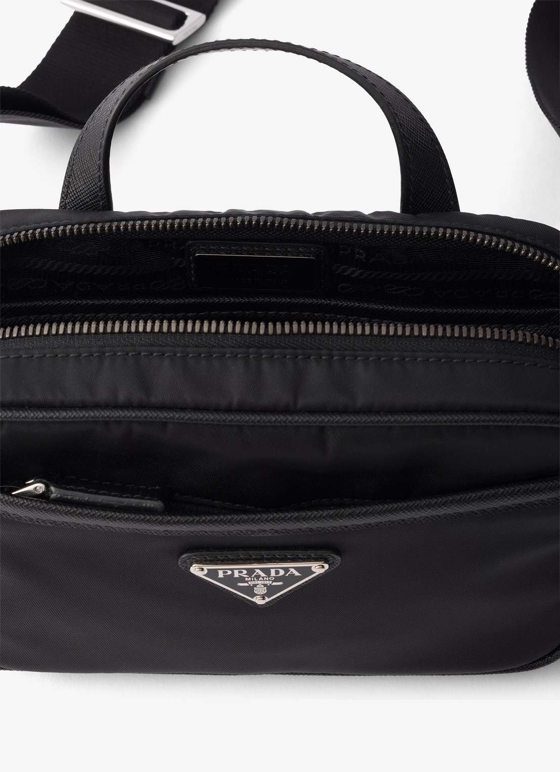 Prada Re-Nylon schoudertas met leren details - detail 6 zwart