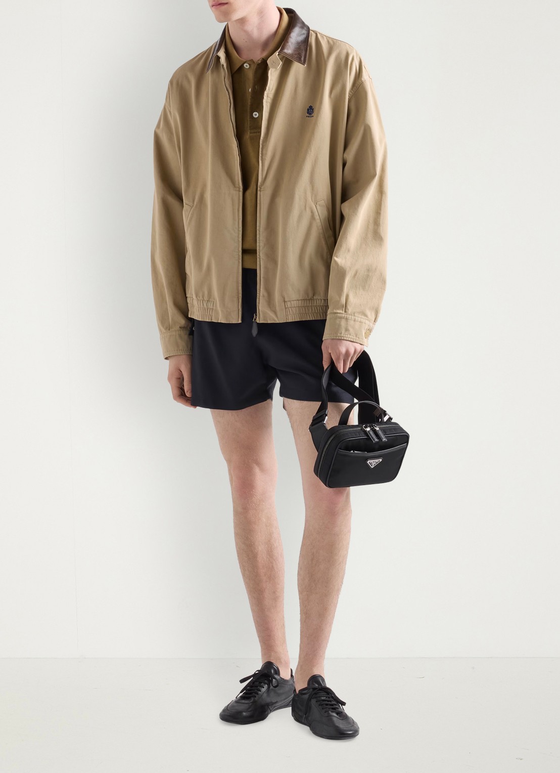 Prada Re-Nylon schoudertas met leren details - detail 7 zwart