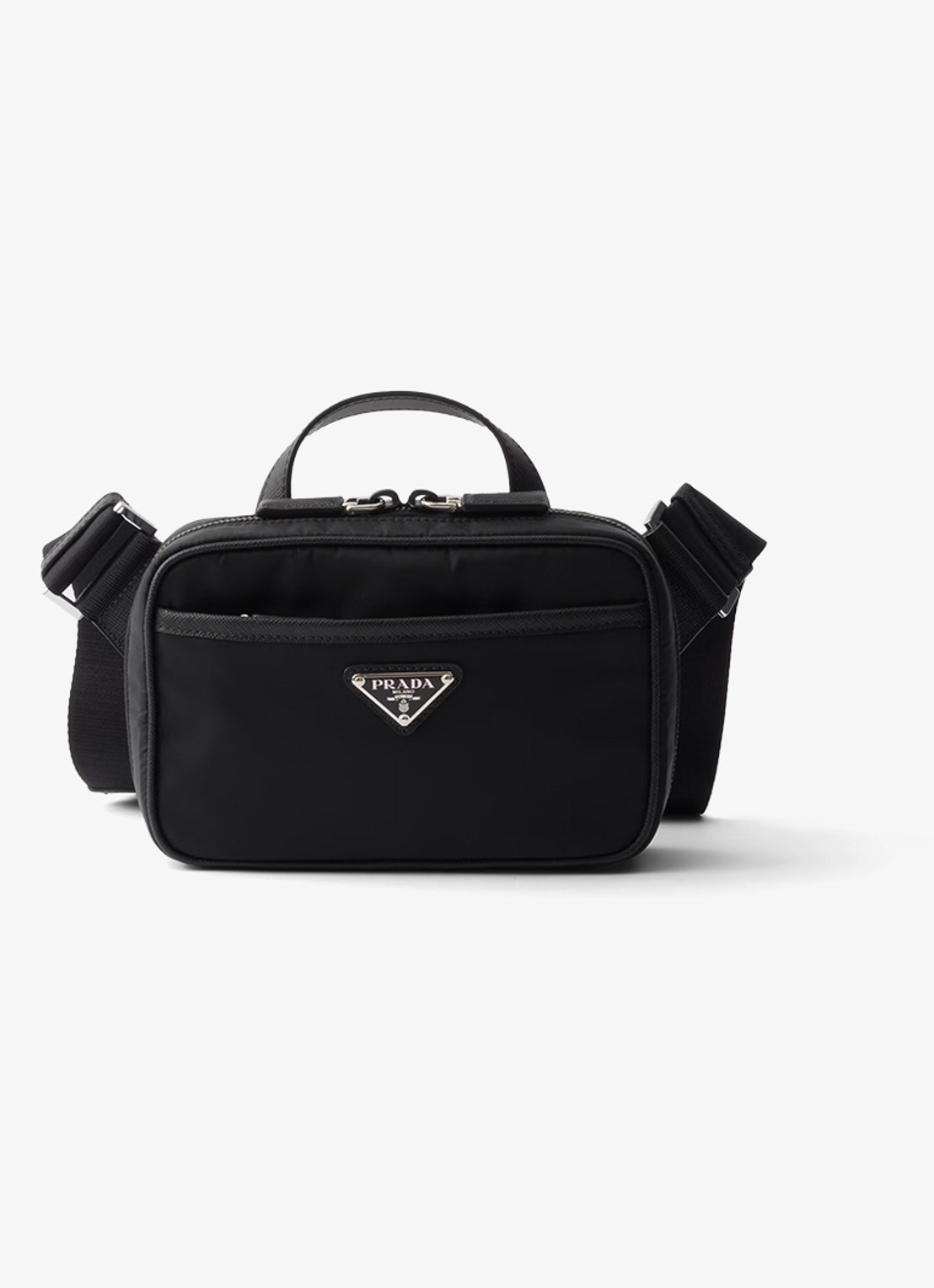 Prada Re-Nylon schoudertas met leren details - voorkant zwart