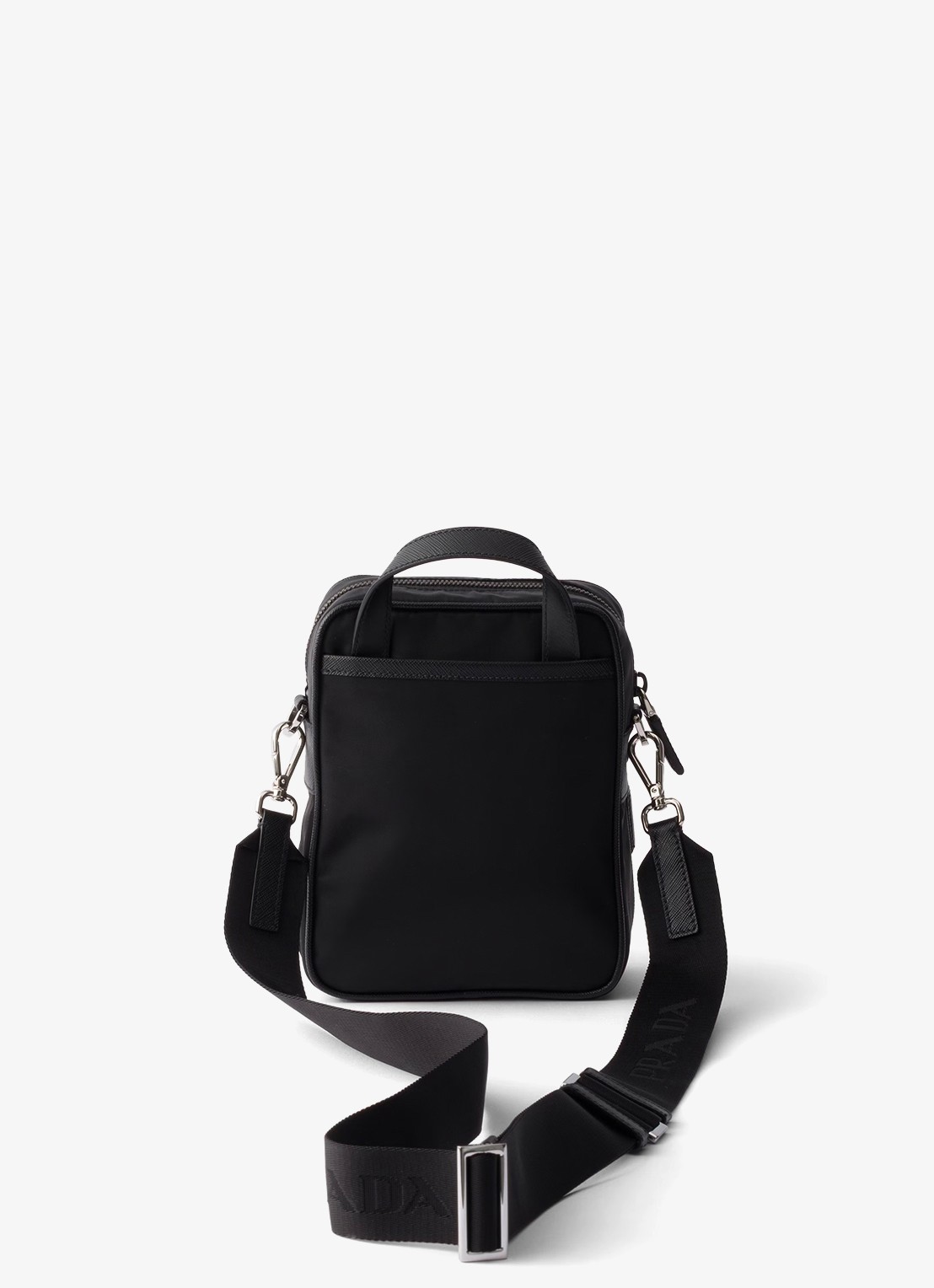 Prada Re-Nylon schoudertas met leren details - achterkant 7 zwart