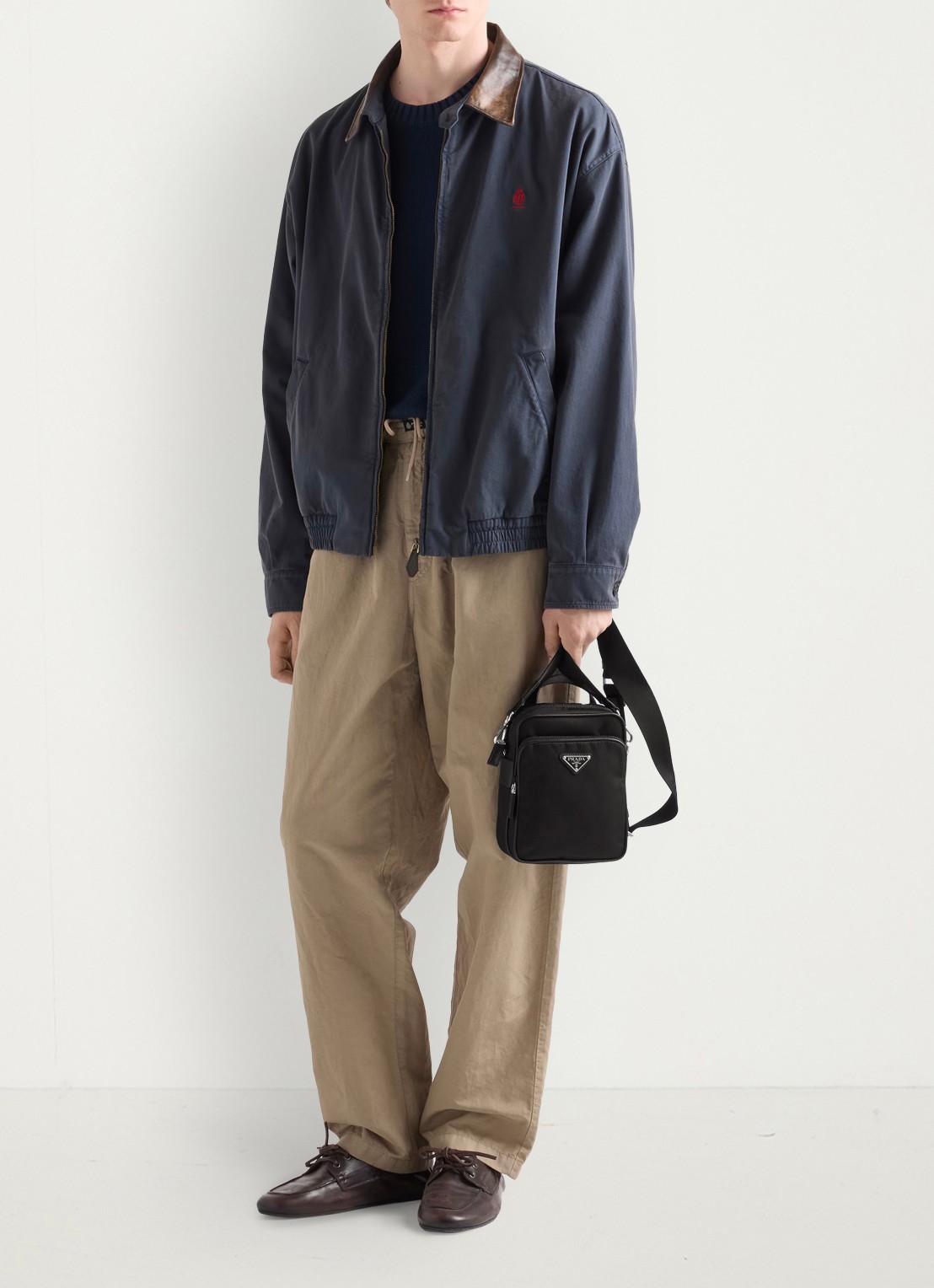 Prada Re-Nylon schoudertas met leren details - detail 6 zwart