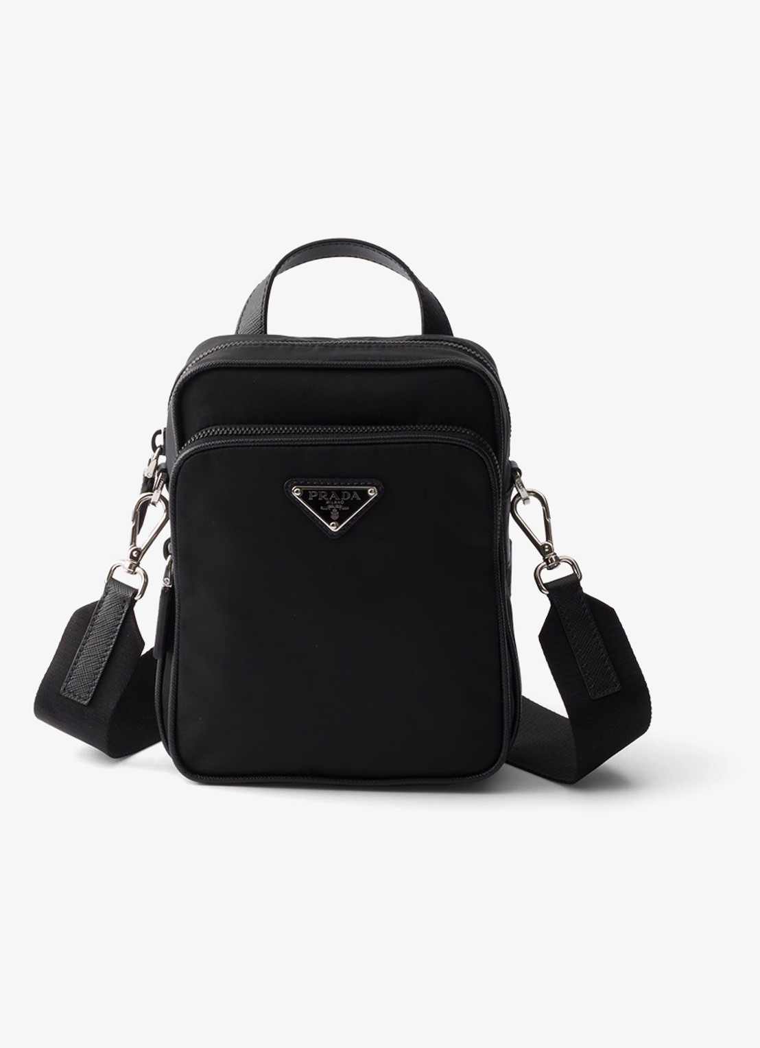Prada Re-Nylon schoudertas met leren details - voorkant zwart