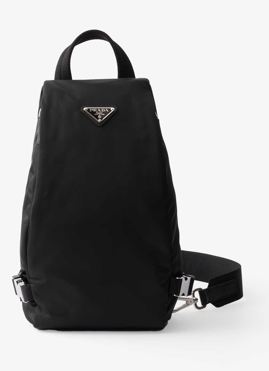 Prada Re-Nylon schoudertas met leren details - voorkant zwart