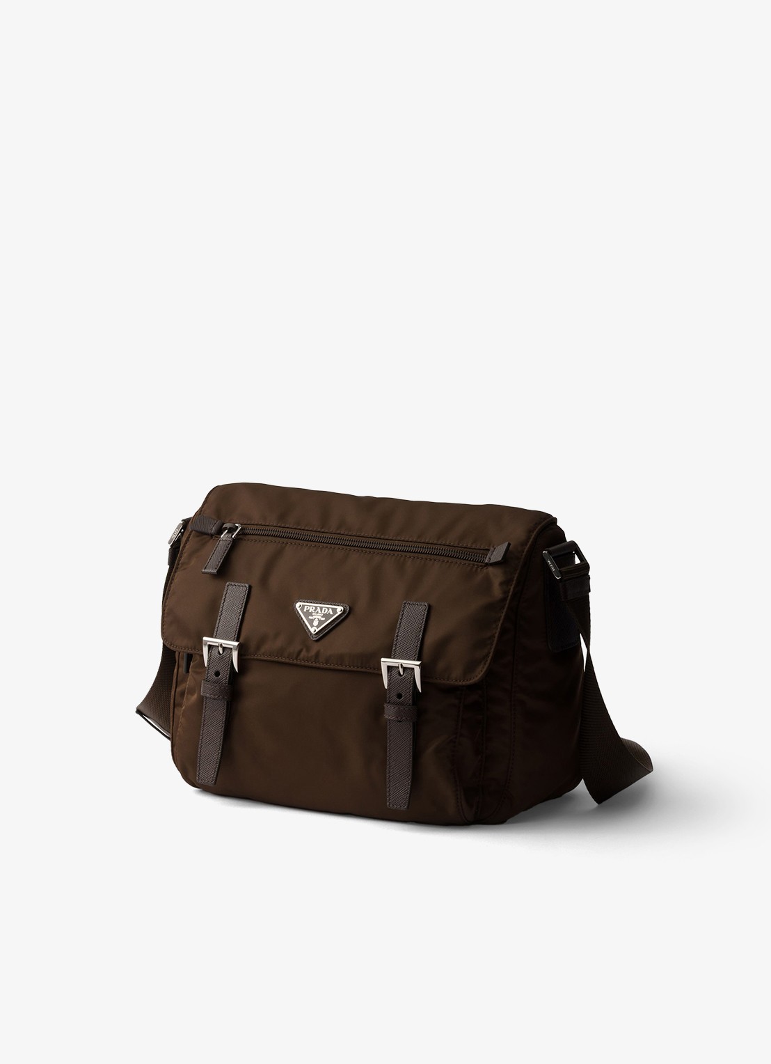 Prada Re-Nylon schoudertas met logo - voorkant 5 donkerbruin