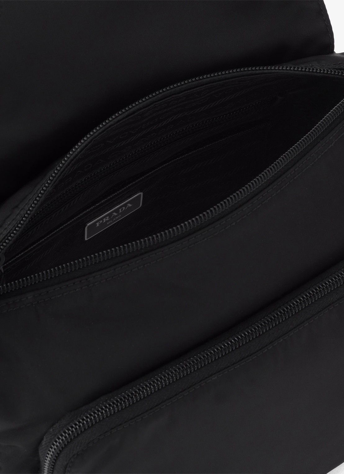 Prada Re-Nylon schoudertas met logo - detail 6 zwart