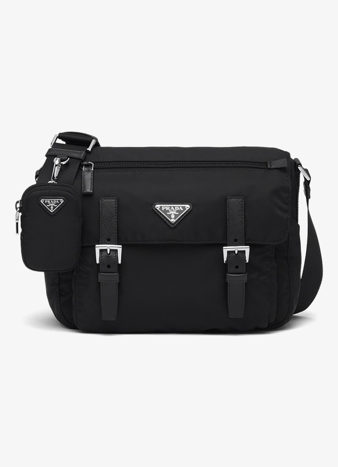 Prada Re-Nylon schoudertas met logo - voorkant zwart
