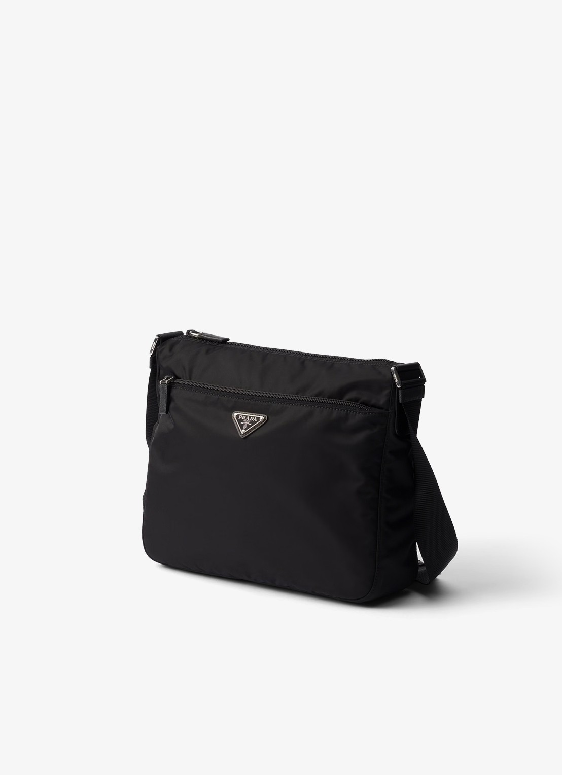 Prada Re-Nylon schoudertas met verstelbare schouderriem - detail zwart