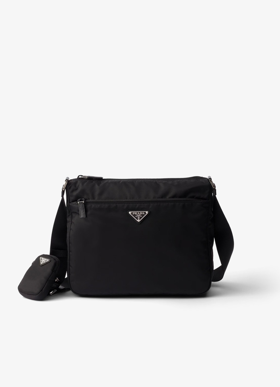 Prada Re-Nylon schoudertas met verstelbare schouderriem - voorkant 6 zwart