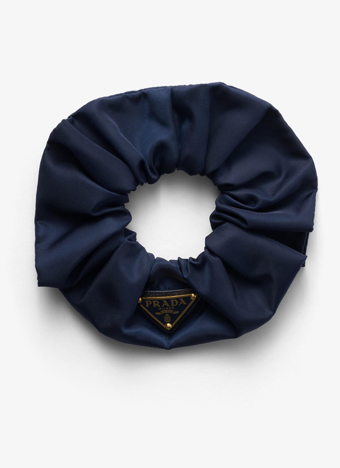 Prada Re-Nylon scrunchie met logo - voorkant donkerblauw