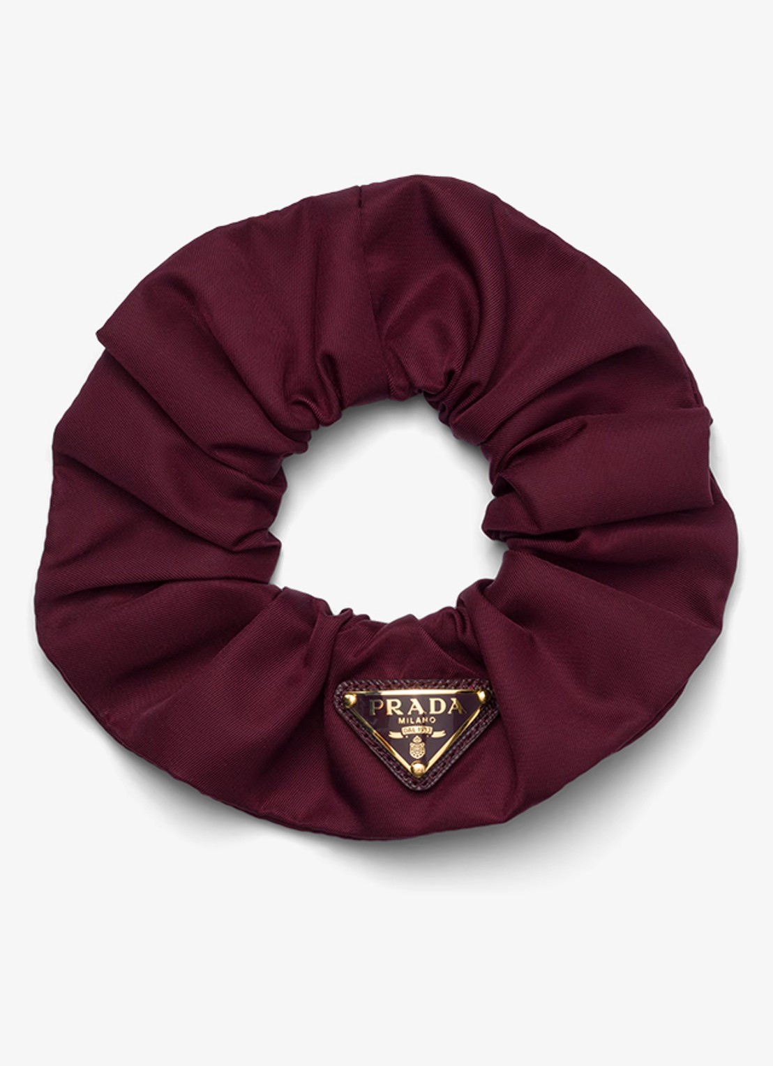Prada Re-Nylon scrunchie met logo - voorkant bordeauxrood