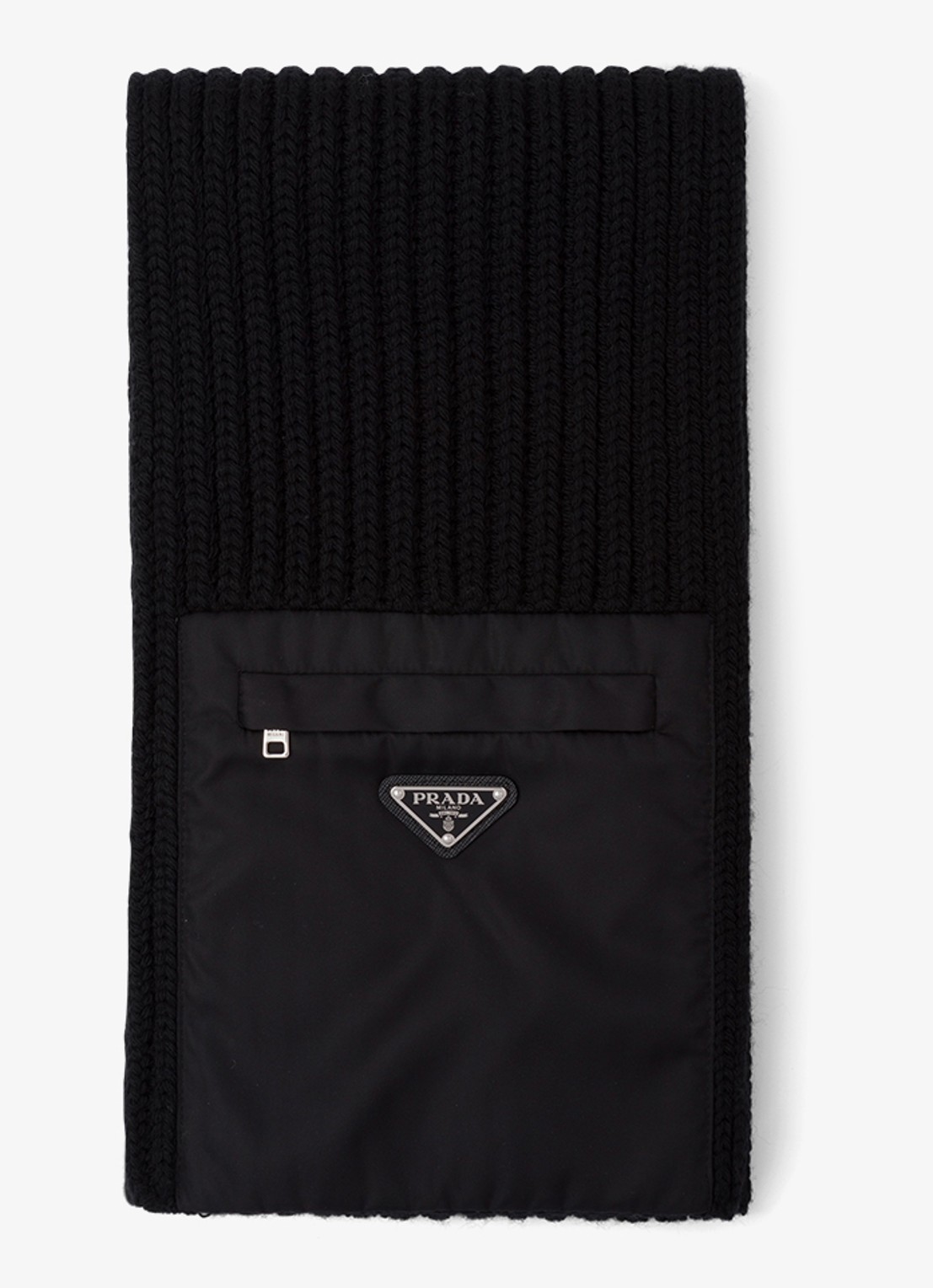 Prada Re-Nylon sjaal in wolblend - voorkant 3 zwart