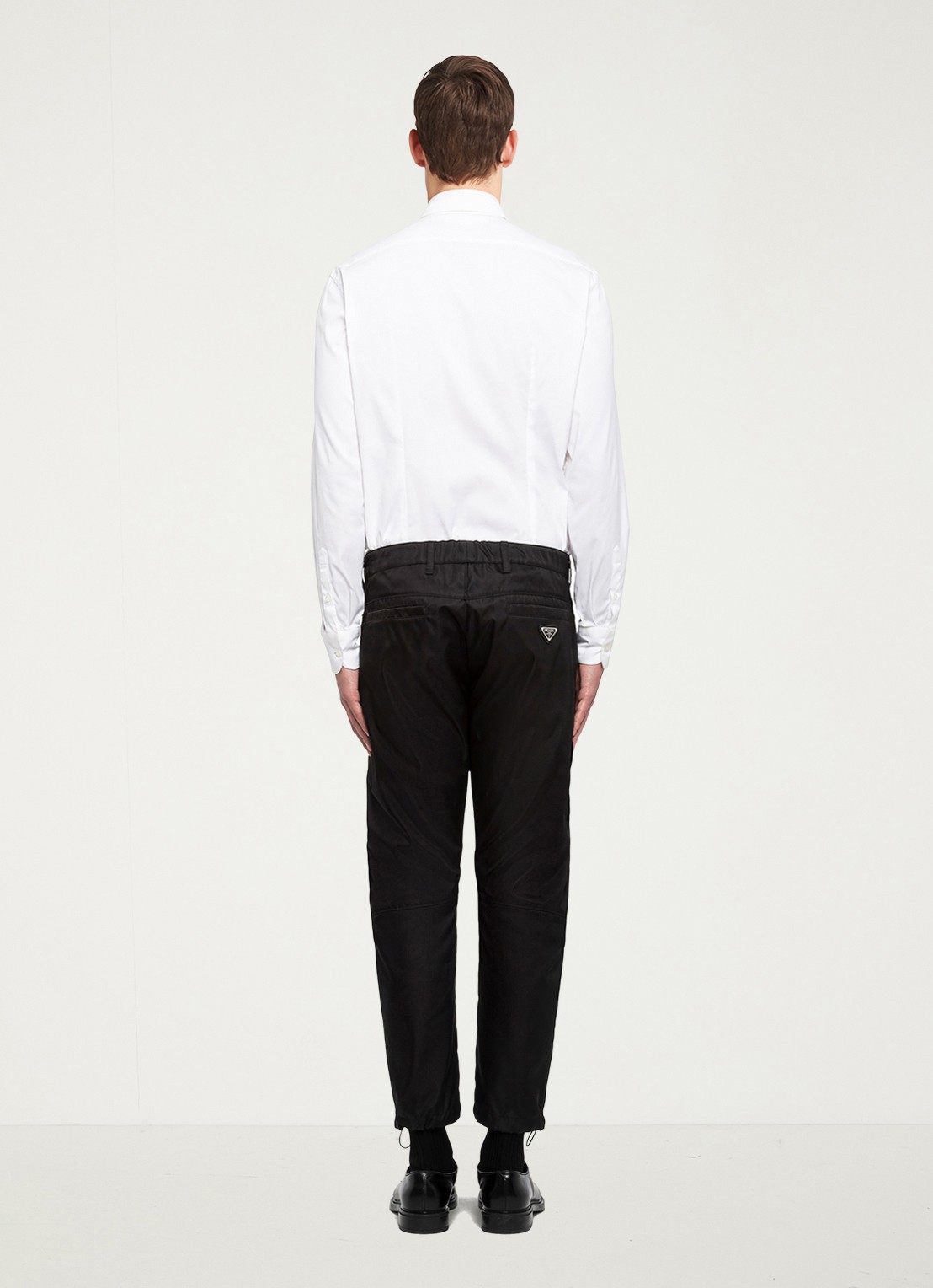 Prada Re-Nylon slim fit pantalon met steekzakken - achterkant 3 zwart