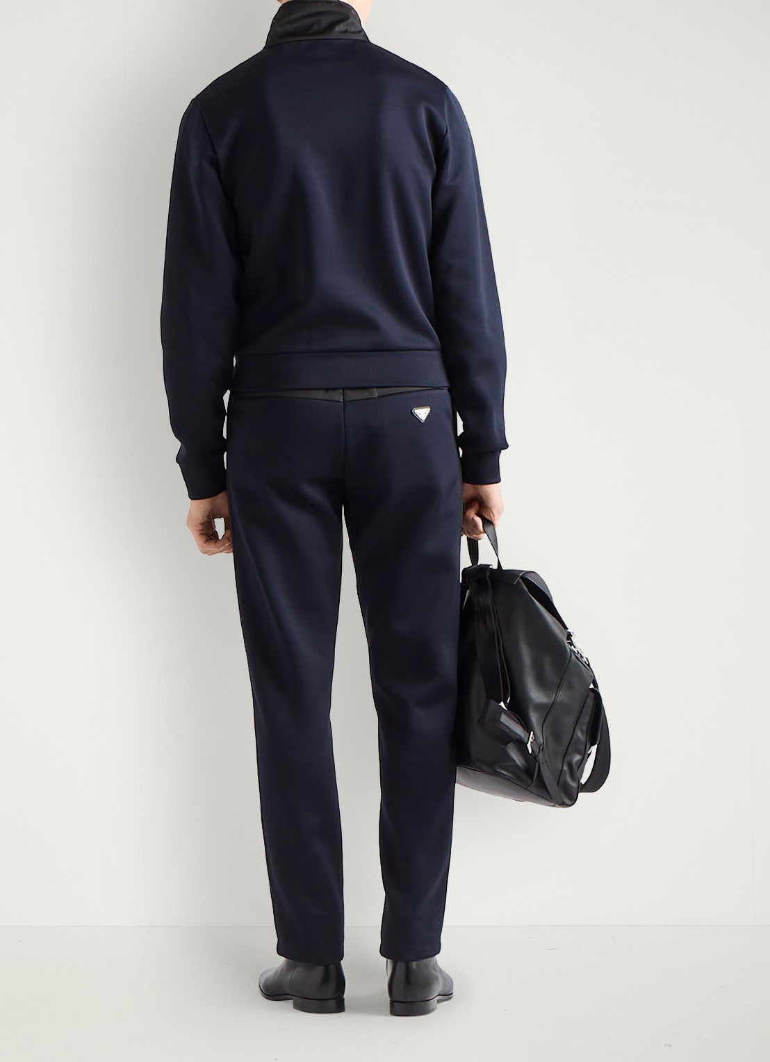 Prada Re-Nylon slim fit trackpants met siernaad - achterkant 3 donkerblauw