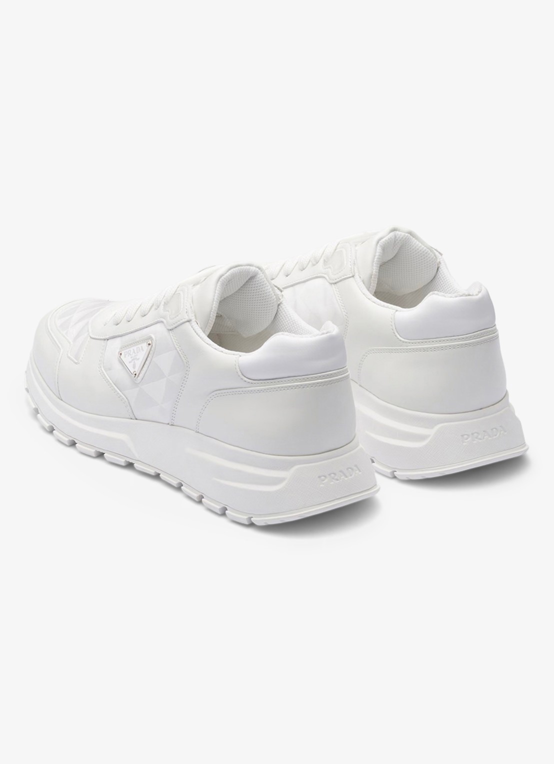 Prada Re-Nylon sneaker met leren details - achterkant 3 wit