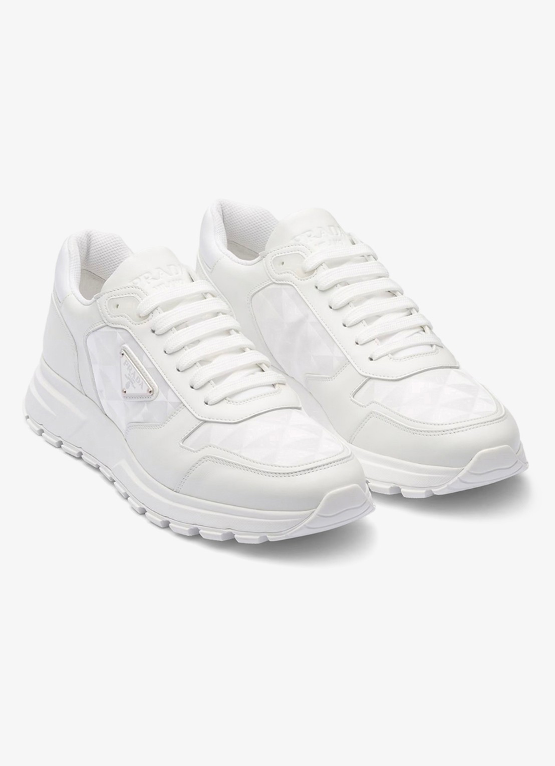 Prada Re-Nylon sneaker met leren details - detail 4 wit