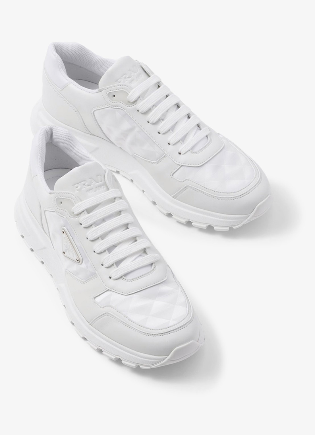 Prada Re-Nylon sneaker met leren details - detail 5 wit