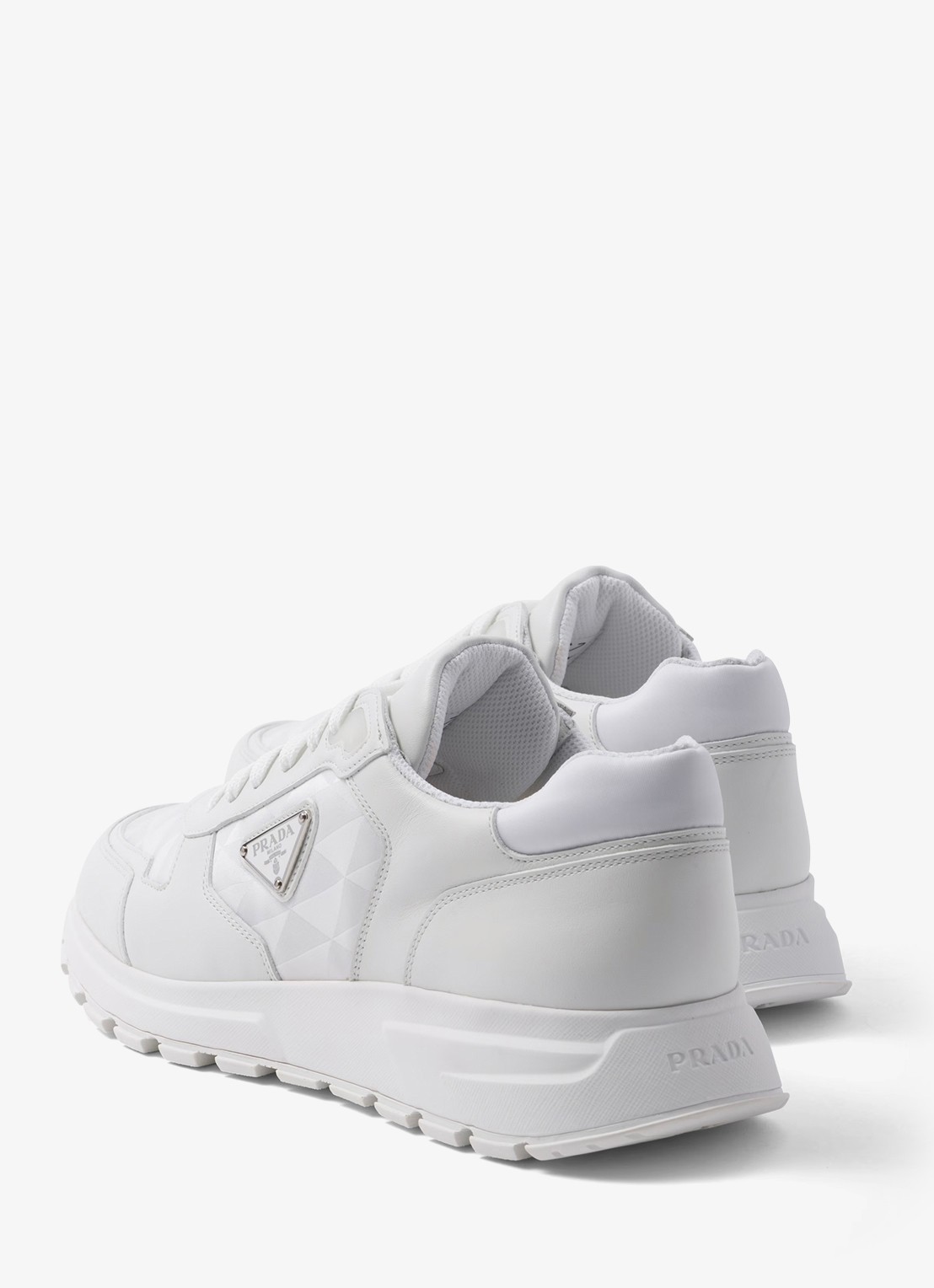 Prada Re-Nylon sneaker met leren details - detail 7 wit