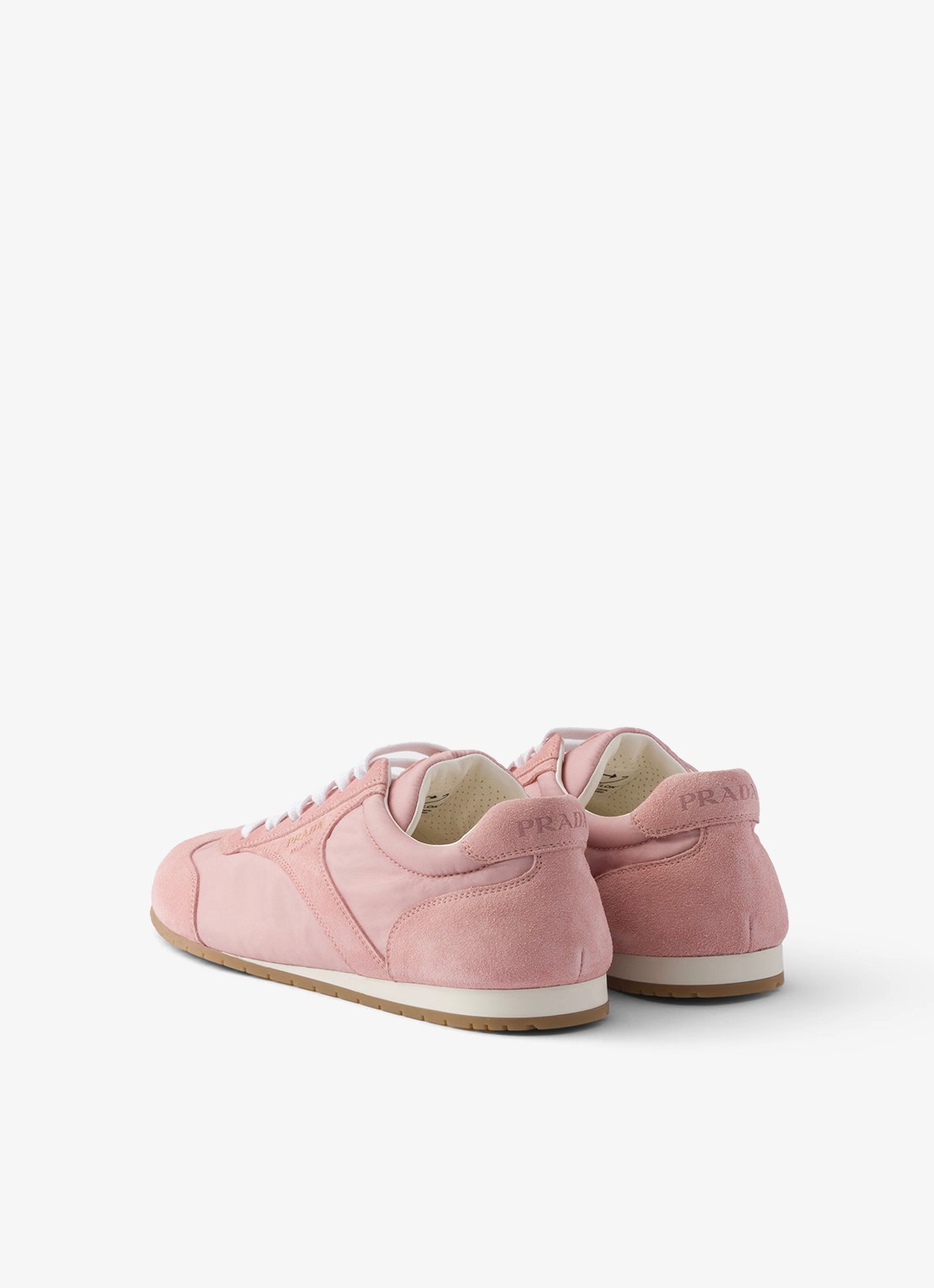 Prada Re-Nylon sneaker met suède details - achterkant 6 oudroze