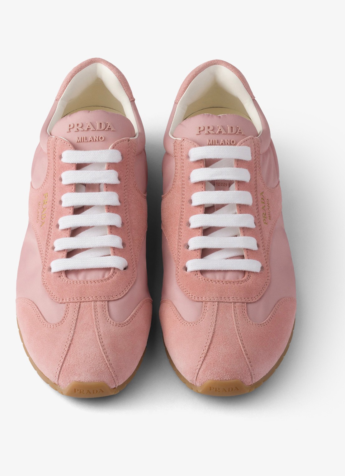 Prada Re-Nylon sneaker met suède details - detail 4 oudroze