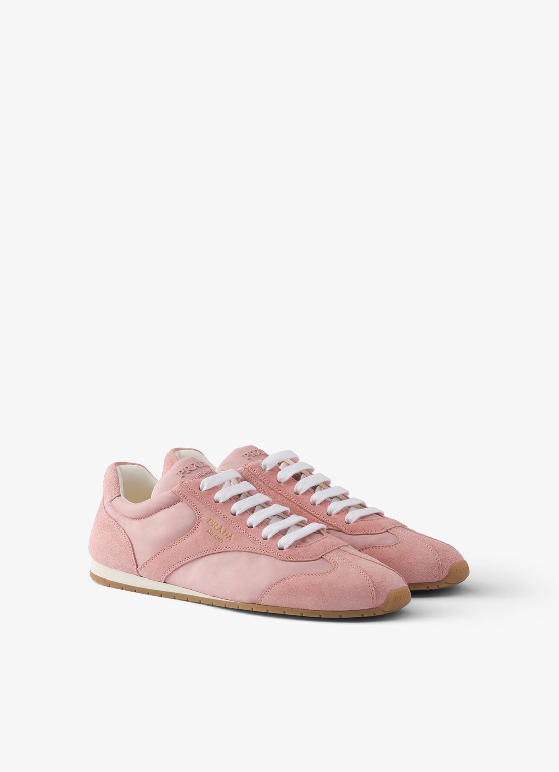 Prada Re-Nylon sneaker met suède details - voorkant 2 oudroze