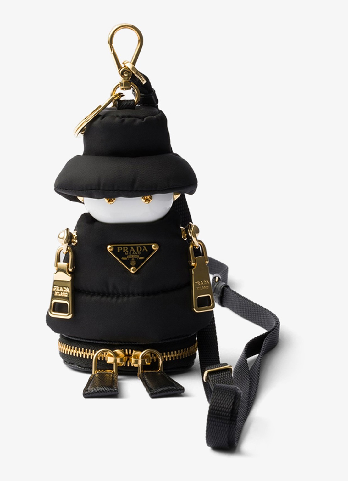 Prada Re-Nylon Soft Robot tasbedel - voorkant 2 zwart