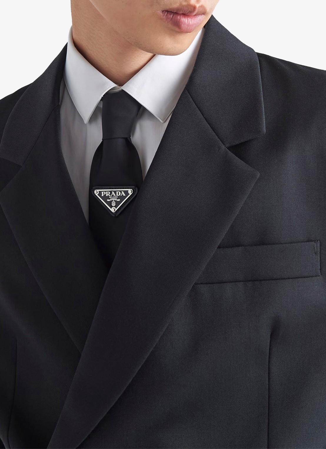 Prada Re-Nylon stropdas met logo - voorkant 2 zwart