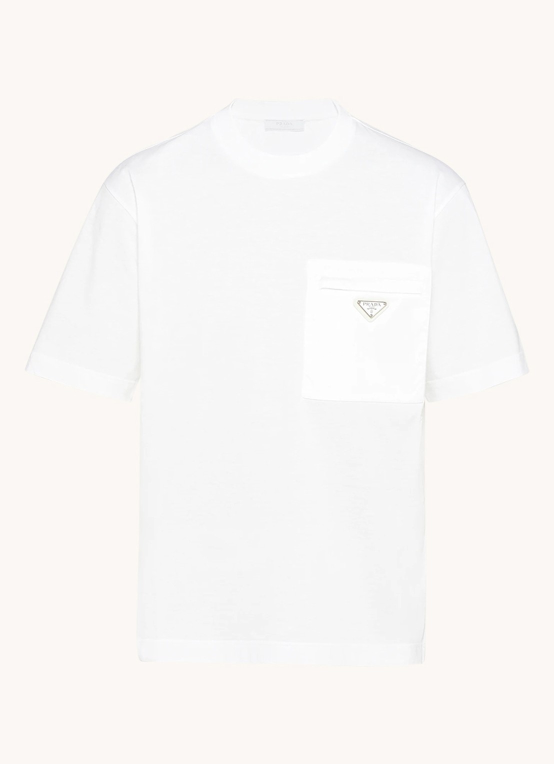 Prada Re-Nylon T-shirt met borstzak en logo - voorkant wit