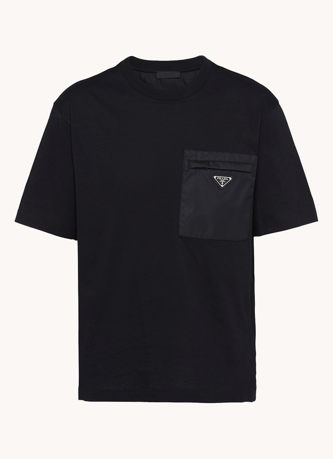 Prada Re-Nylon T-shirt met borstzak en logo - voorkant zwart