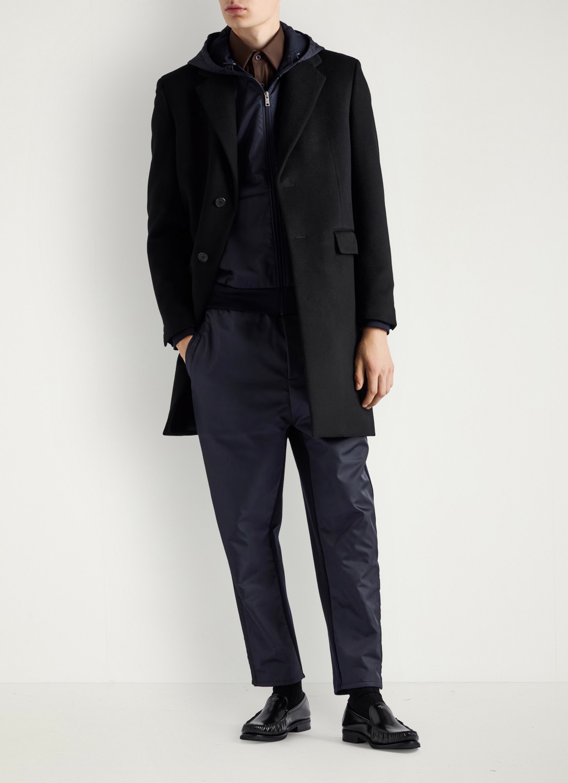 Prada Re-Nylon tapered fit trackpants met steekzakken - voorkant 5 donkerblauw