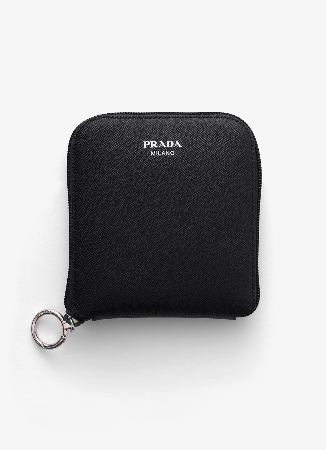 Prada Re-Nylon tasbedel van leer met opbergbare tas - voorkant zwart