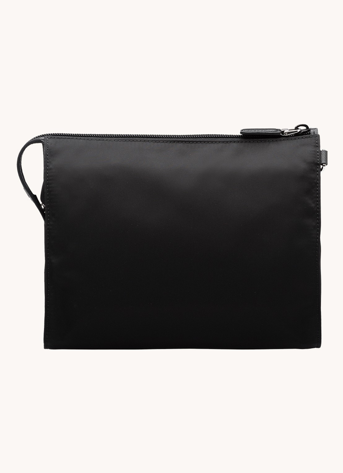 Prada Re-Nylon toilettas met kalfsleren details - achterkant diepzwart