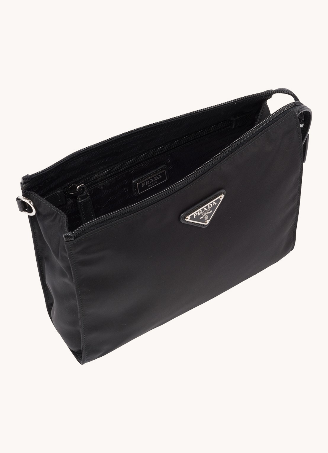 Prada Re-Nylon toilettas met kalfsleren details - detail 2 diepzwart