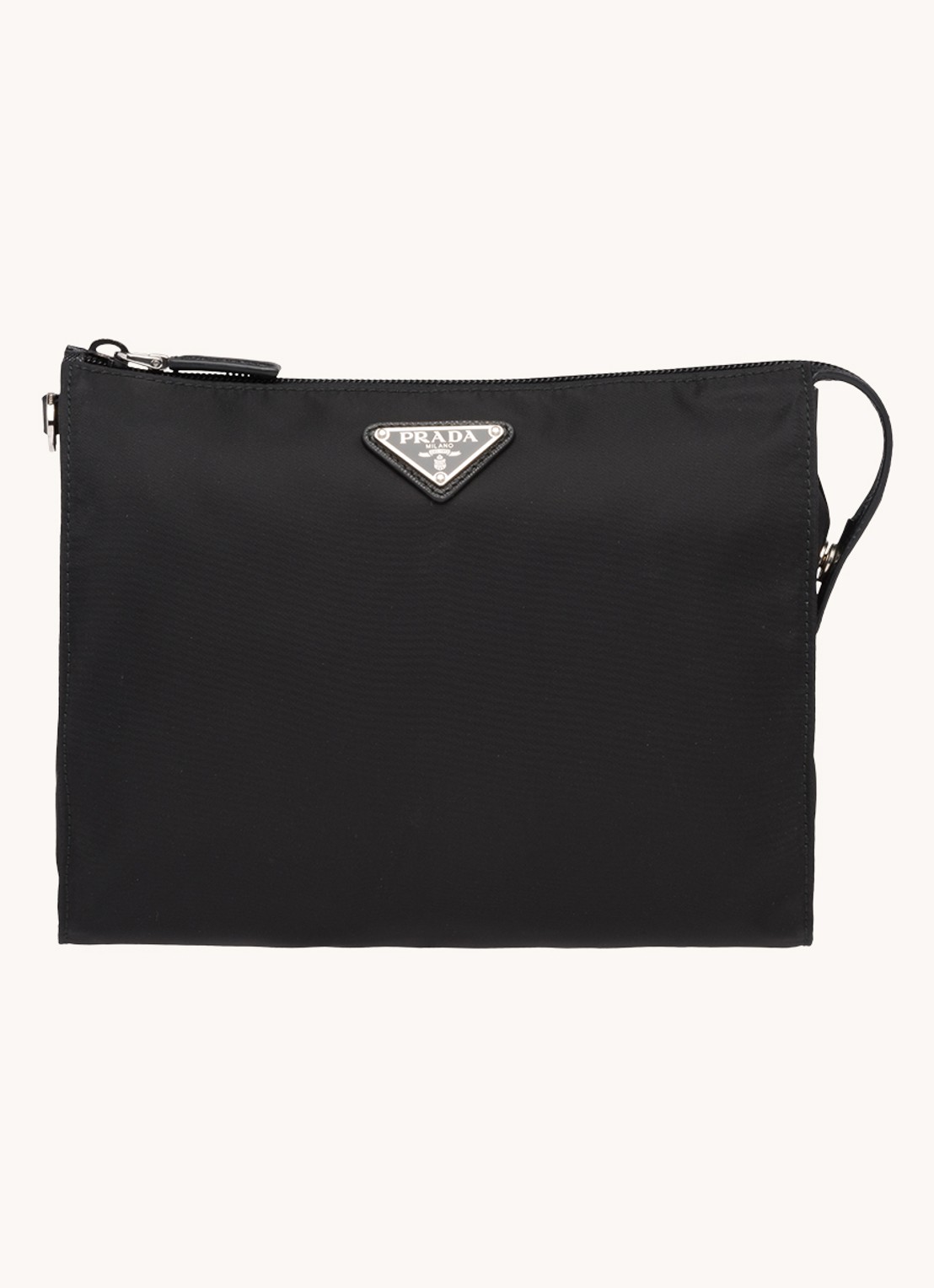 Prada Re-Nylon toilettas met kalfsleren details - voorkant 5 diepzwart