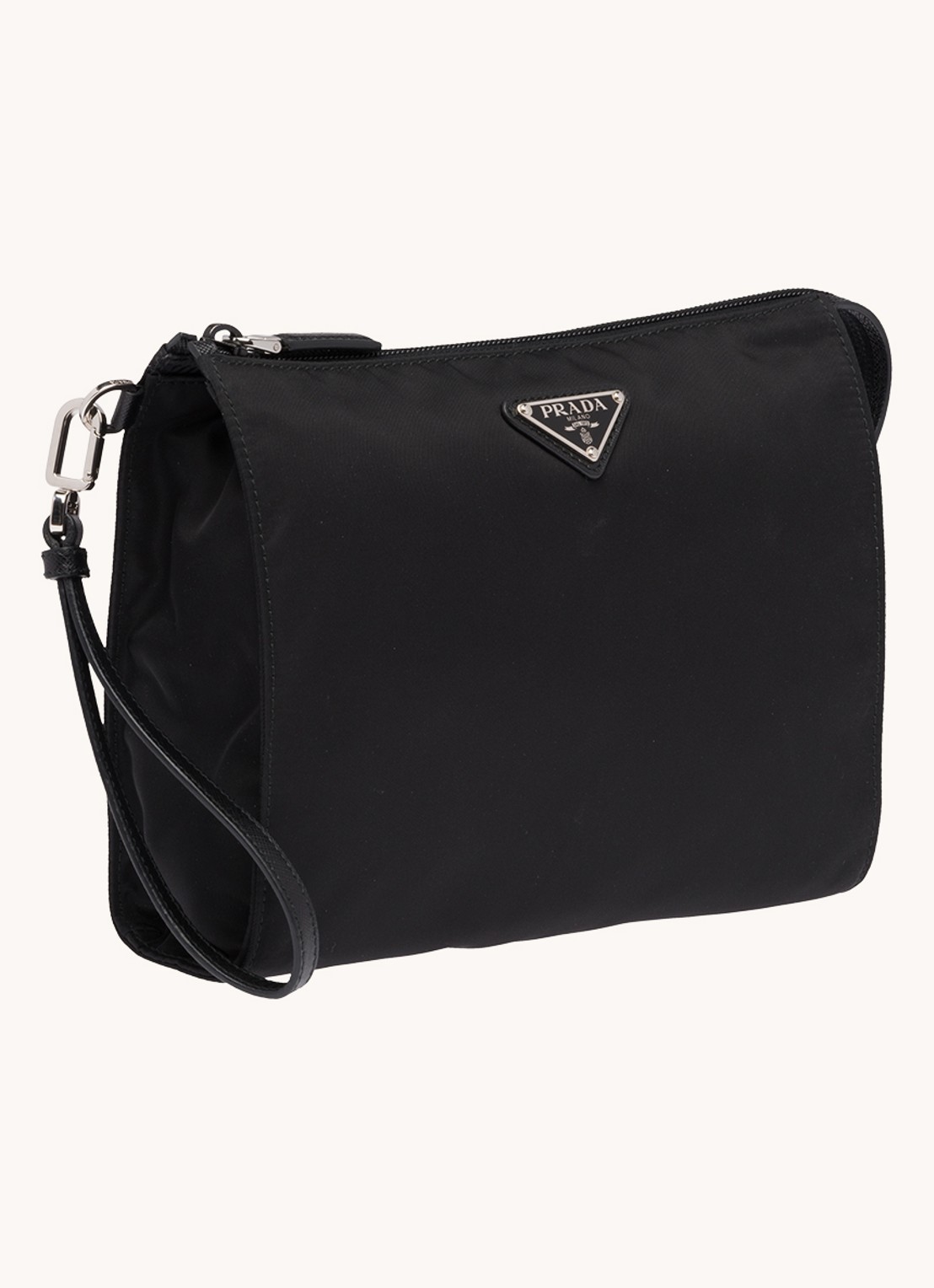 Prada Re-Nylon toilettas met kalfsleren details - voorkant 6 diepzwart