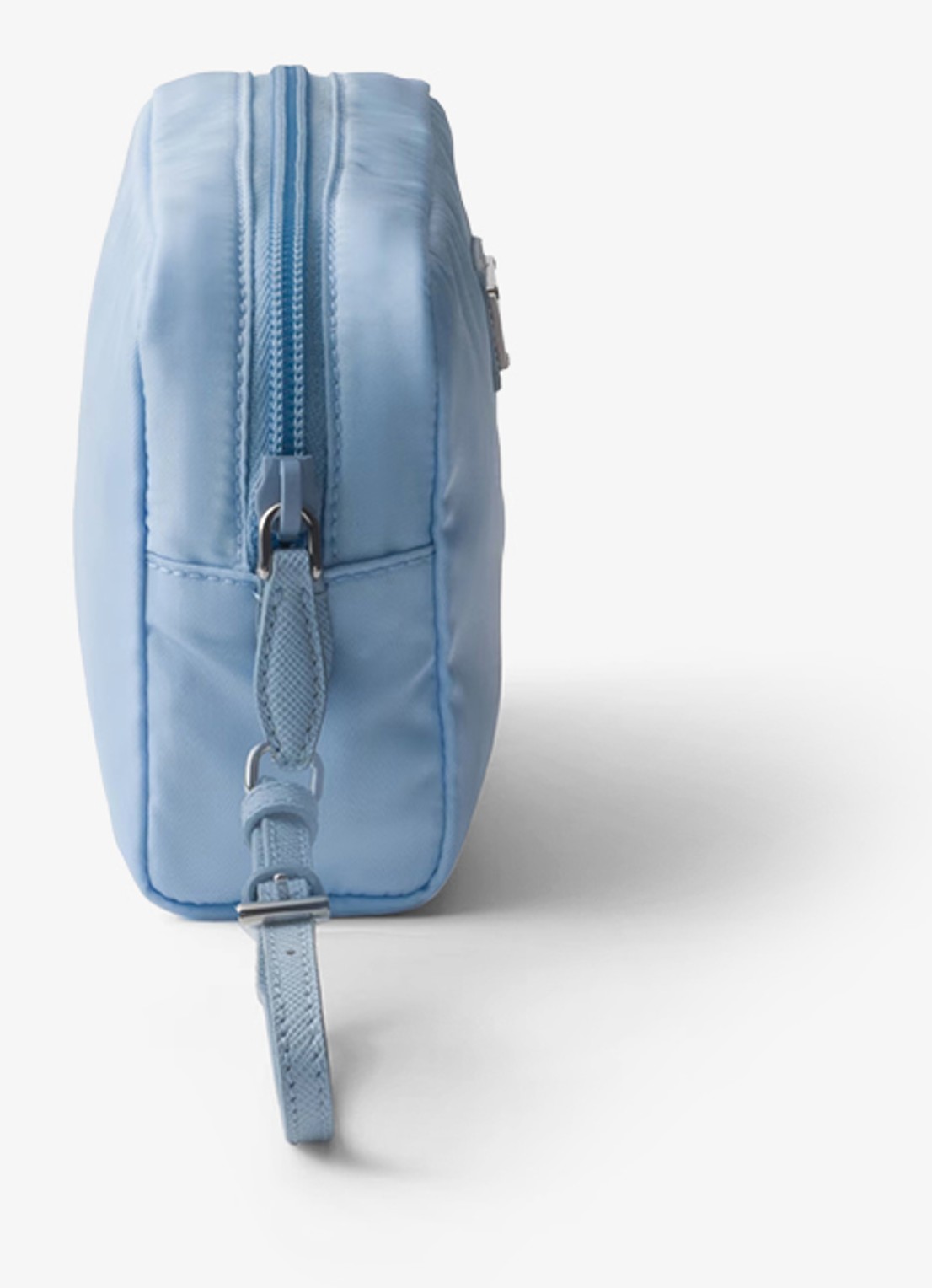 Prada Re-Nylon toilettas met leren details en logo - detail 4 lichtblauw