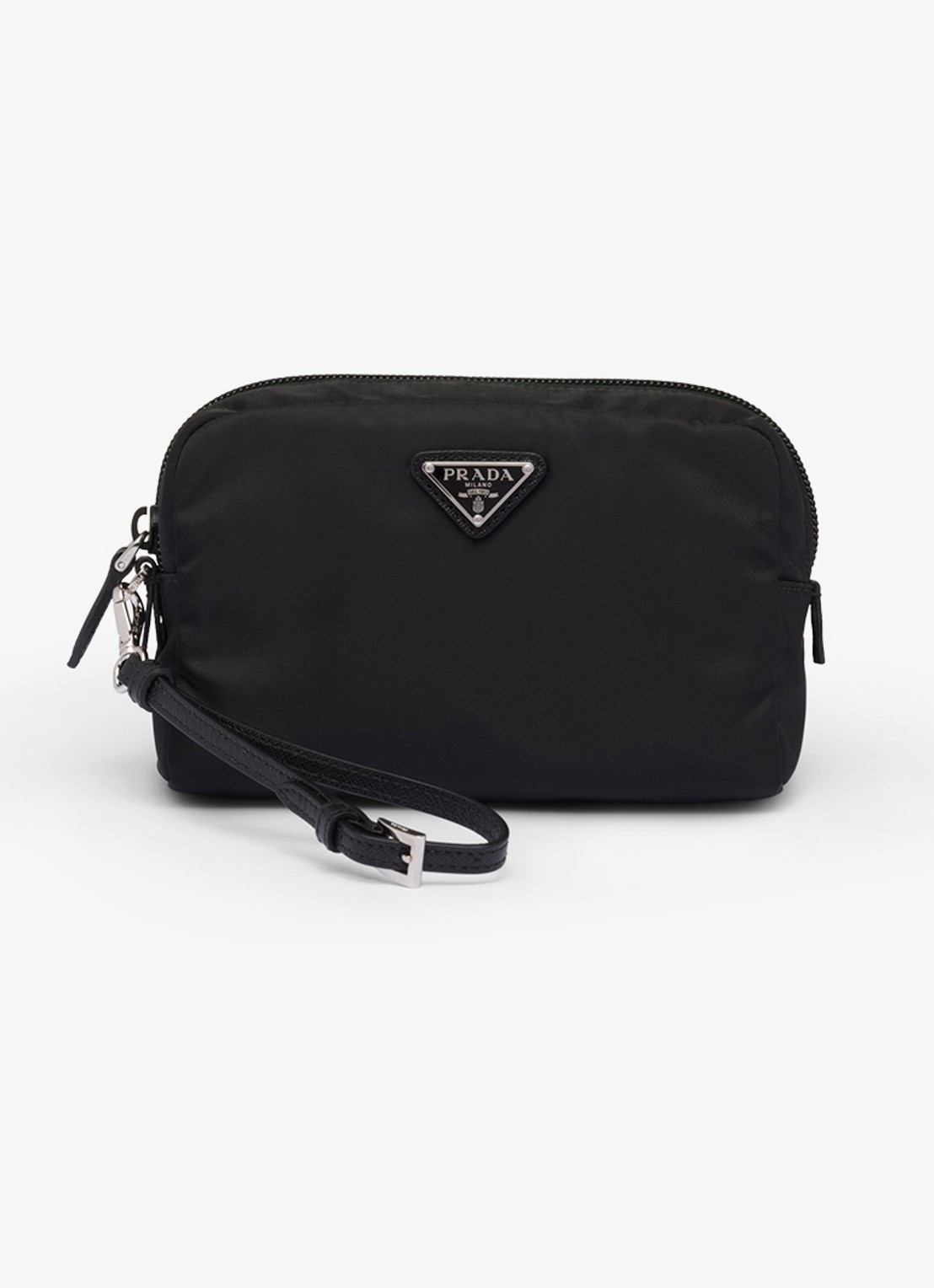 Prada Re-Nylon toilettas met leren details en logo - voorkant 3 zwart
