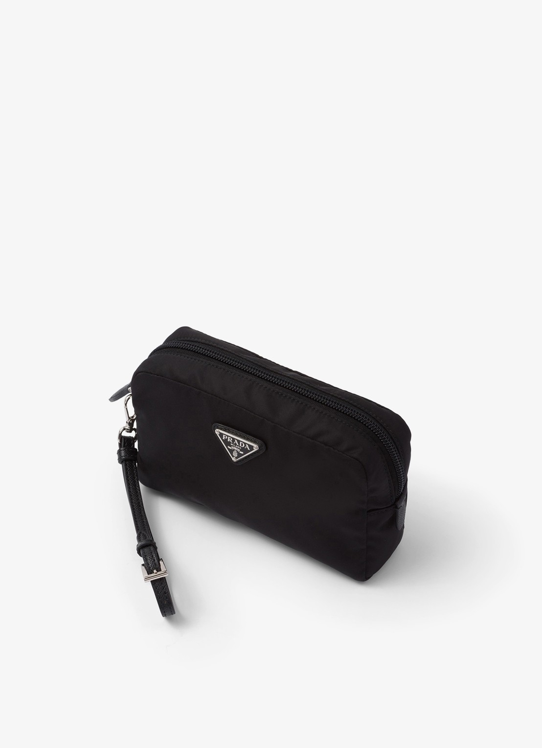 Prada Re-Nylon toilettas met leren details en logo - voorkant 4 zwart