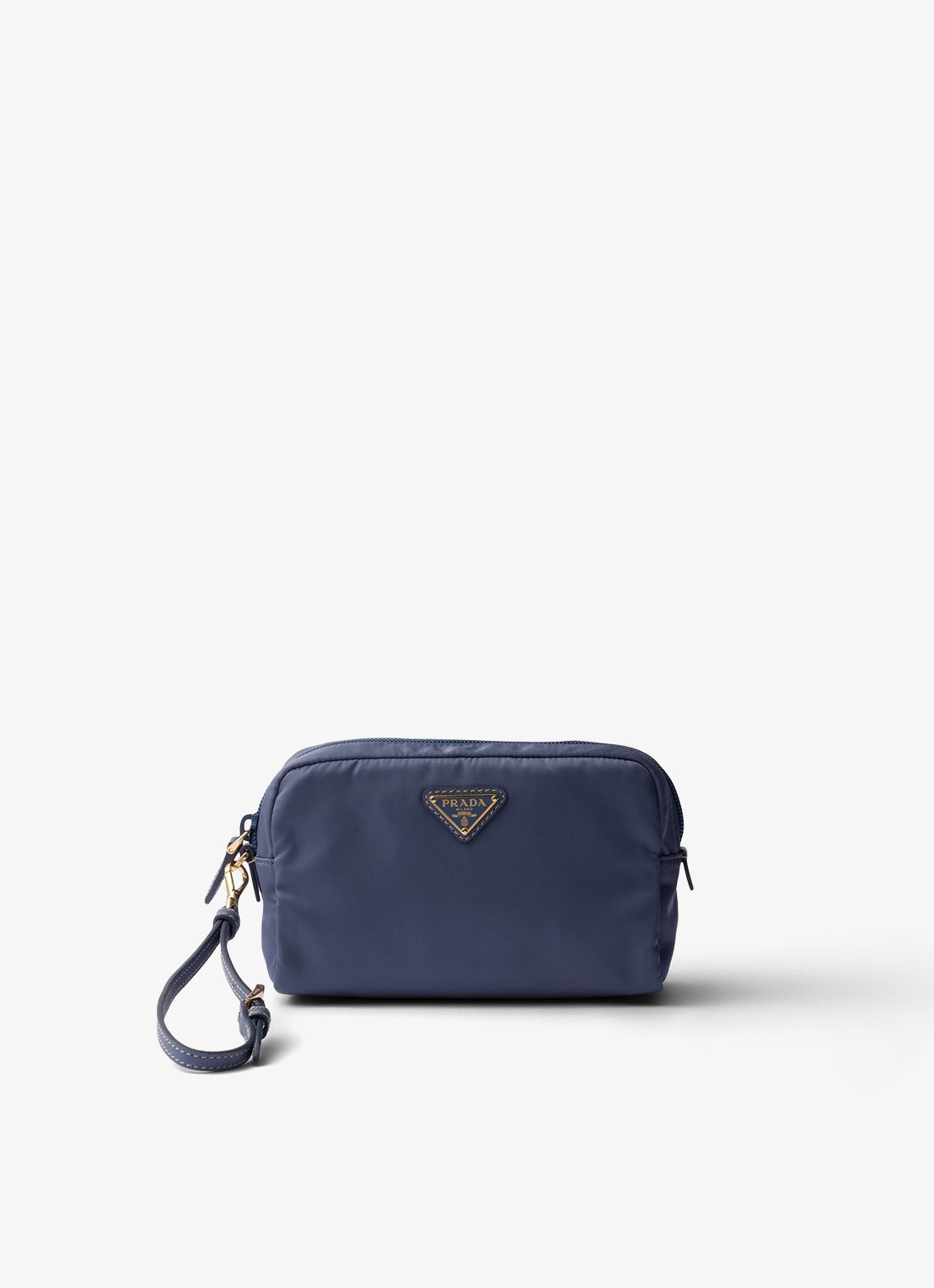 Prada Re-Nylon toilettas met leren details en logo - voorkant donkerblauw