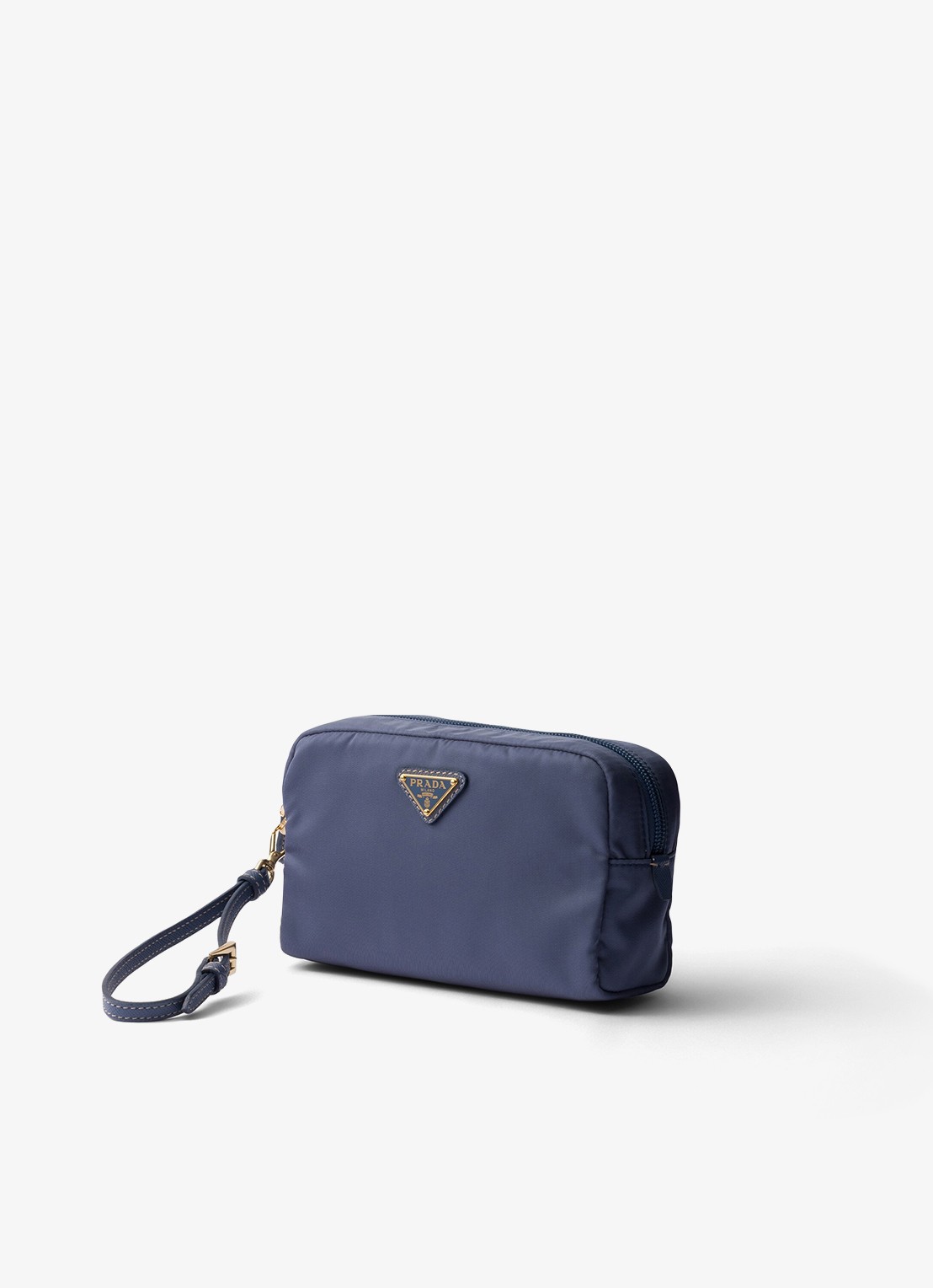 Prada Re-Nylon toilettas met leren details en logo - voorkant 2 donkerblauw