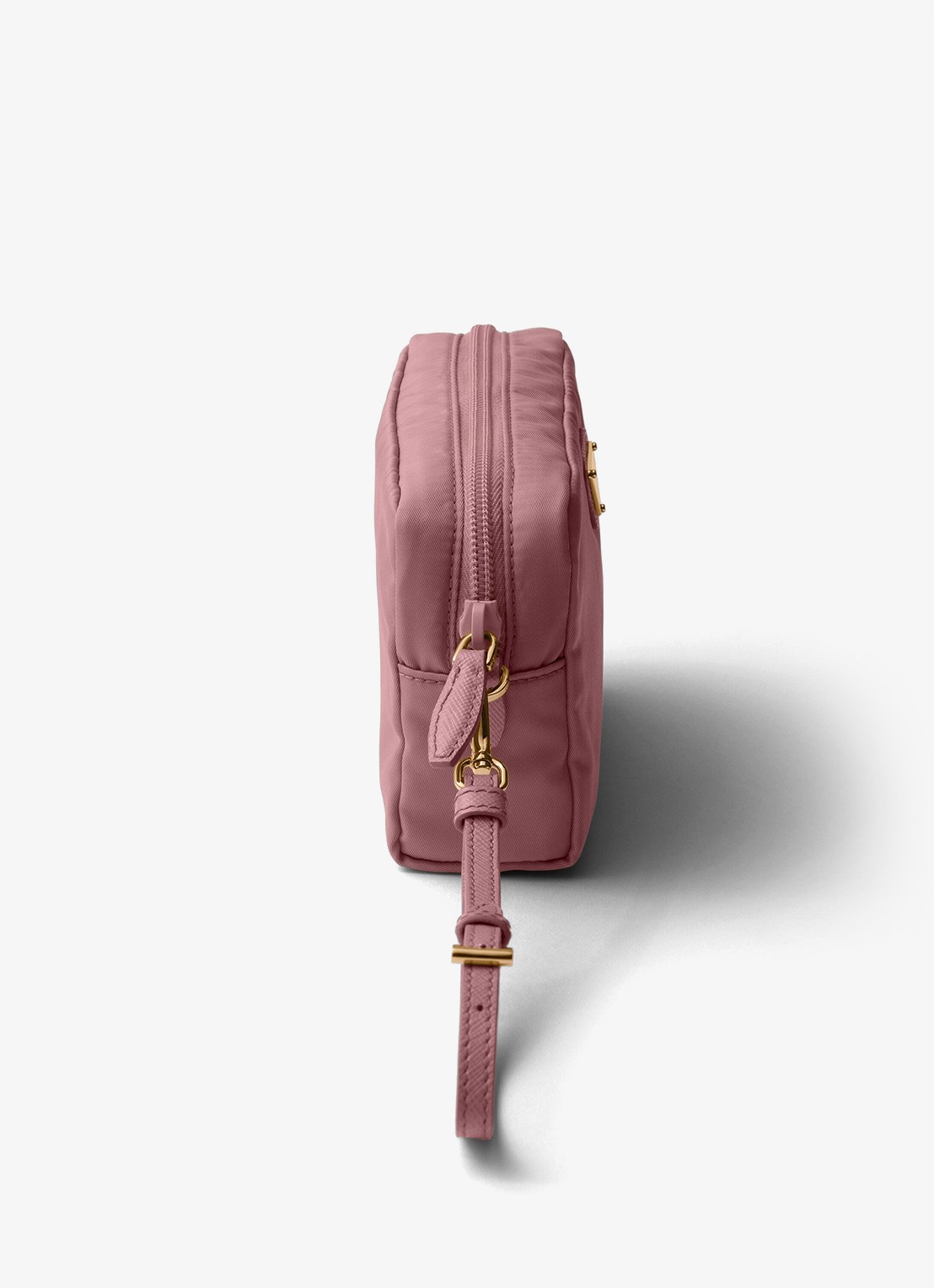 Prada Re-Nylon toilettas met leren details en logo - detail oudroze