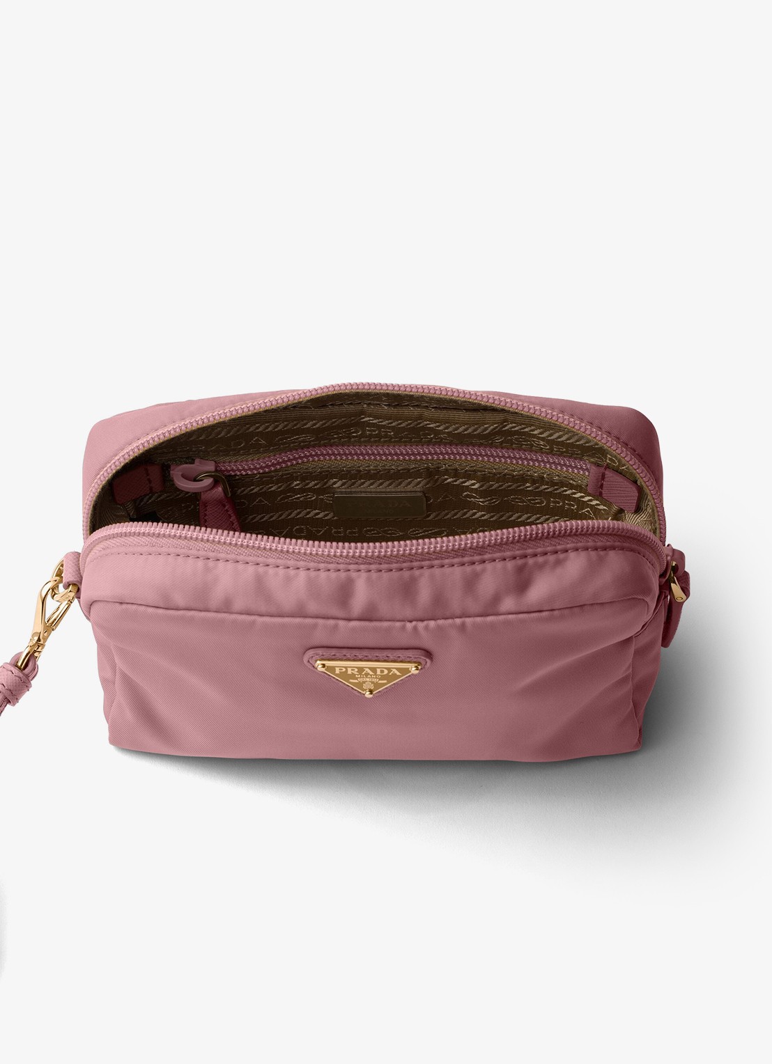 Prada Re-Nylon toilettas met leren details en logo - detail 2 oudroze
