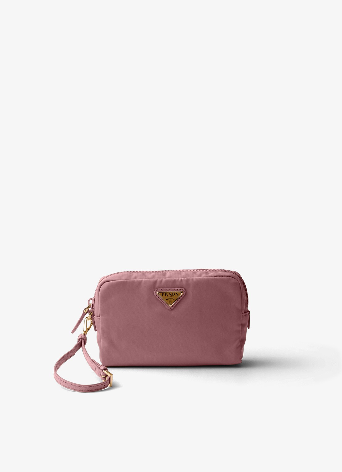 Prada Re-Nylon toilettas met leren details en logo - voorkant 3 oudroze