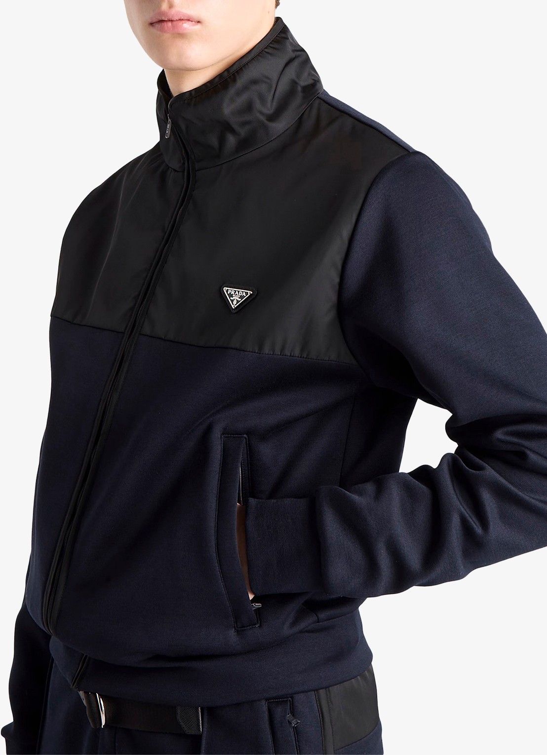 Prada Re-Nylon trackvest met ritszakken - detail 3 donkerblauw
