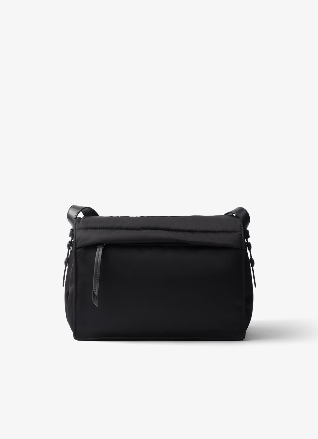 Prada Re-Nylon Traveller Medium crossbodytas met leren details - achterkant 7 zwart