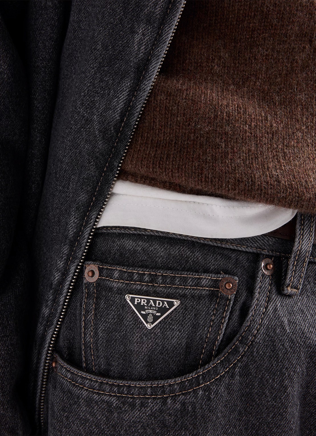 Prada Regular fit jeans met gekleurde wassing - detail 5 zwart