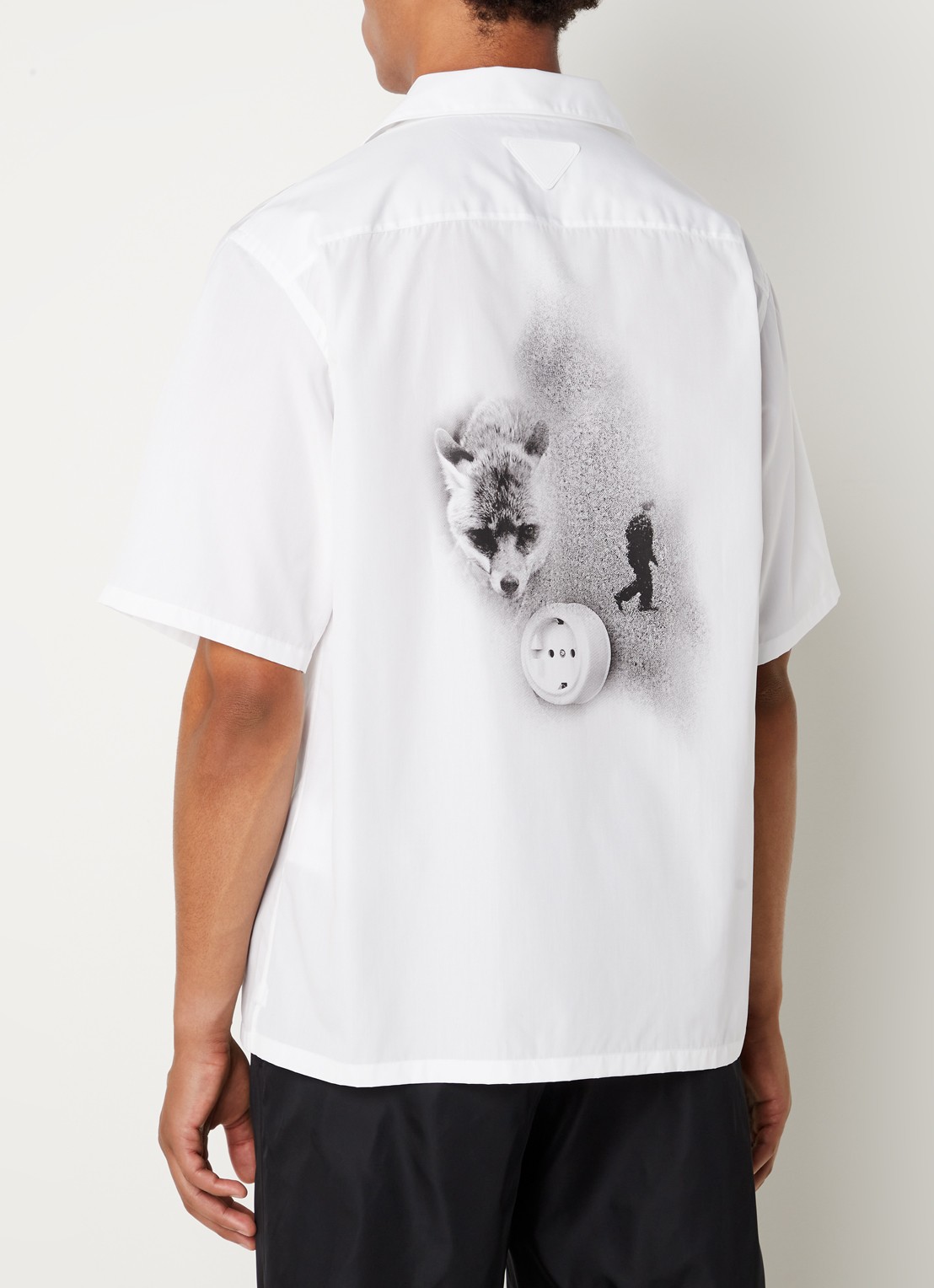Prada Regular fit overhemd met logo- en backprint  - achterkant wit