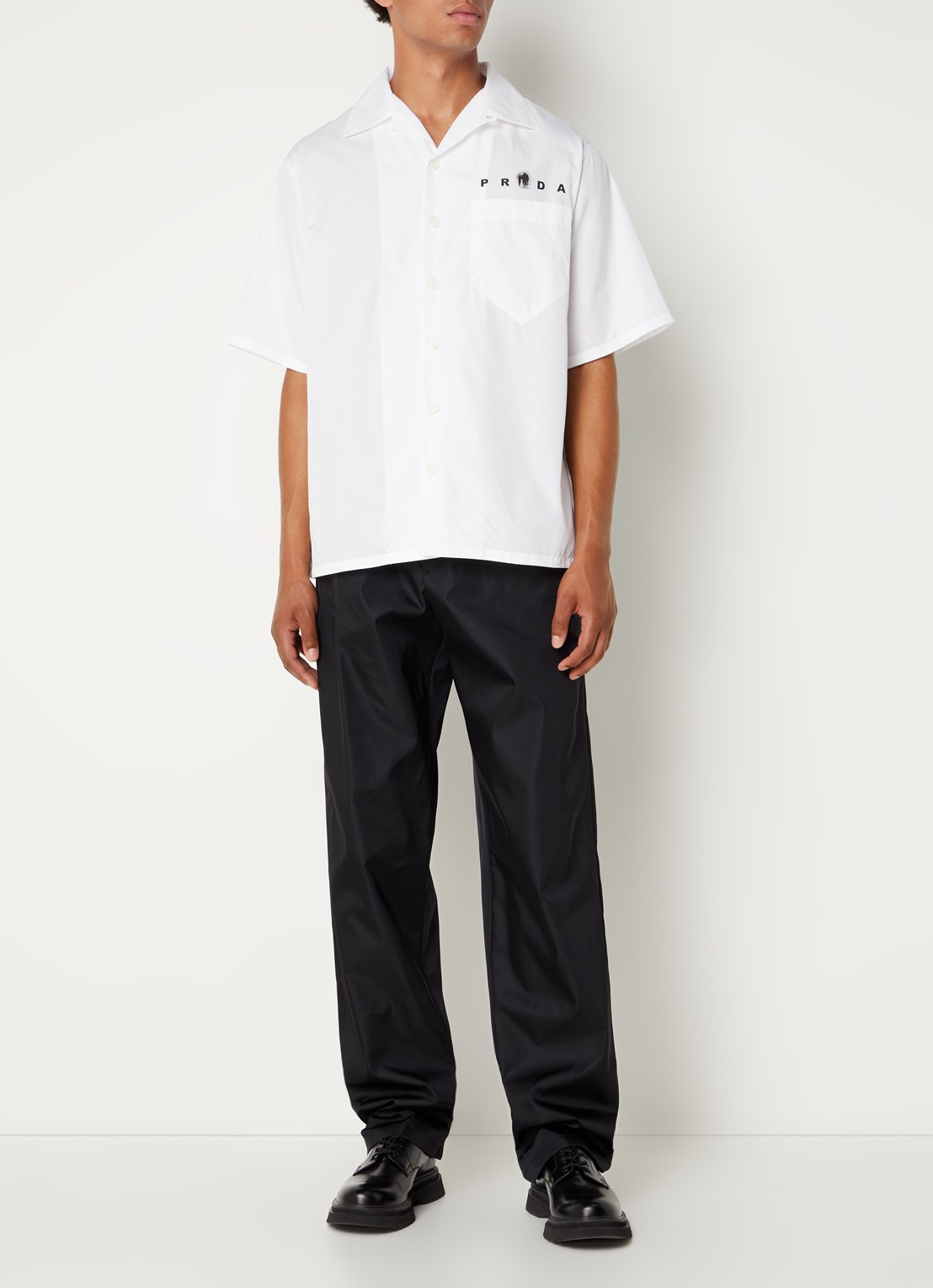 Prada Regular fit overhemd met logo- en backprint  - voorkant 3 wit