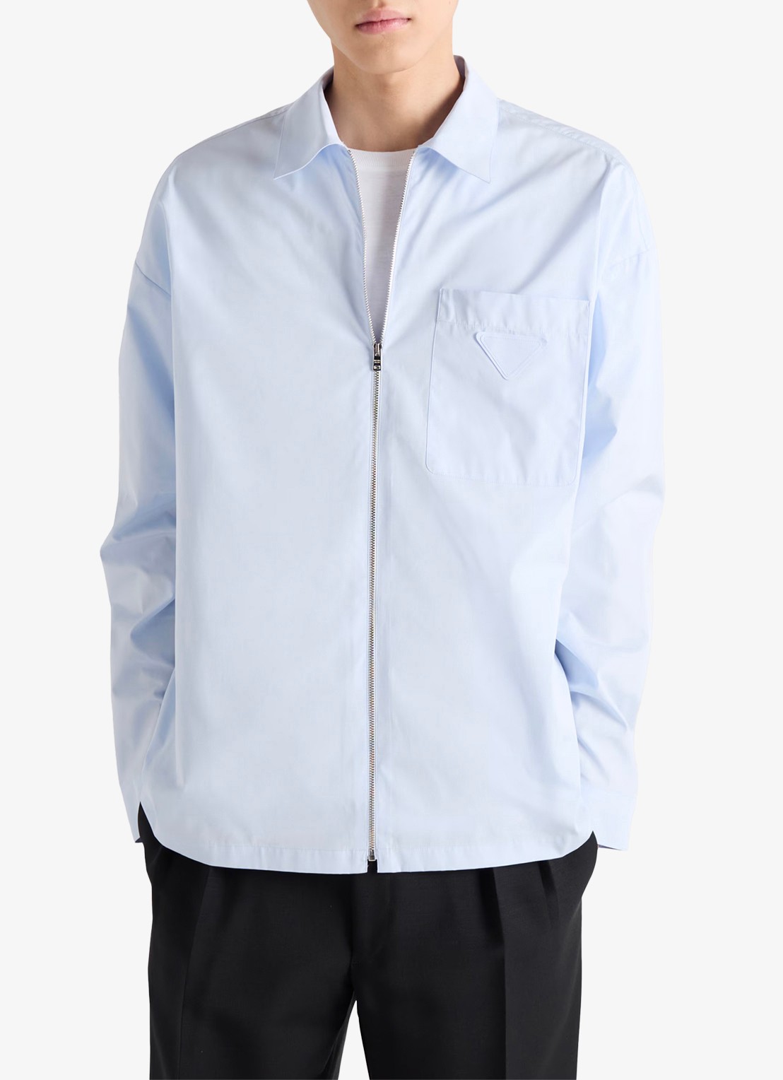 Prada Regular fit overshirt met borstzak - detail lichtblauw
