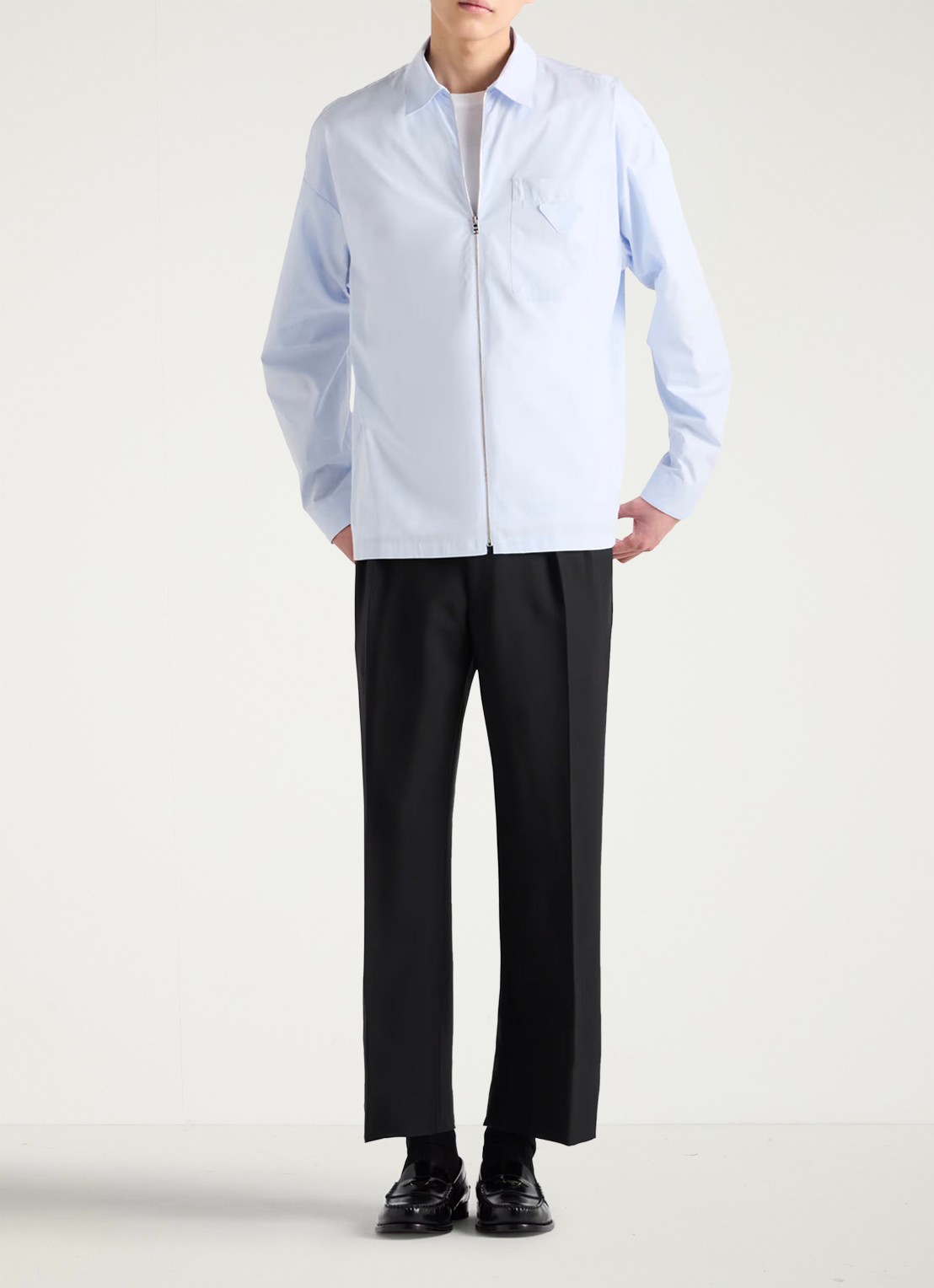 Prada Regular fit overshirt met borstzak - voorkant 5 lichtblauw